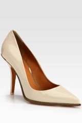  Patent Leather Zipper Detail Pumps