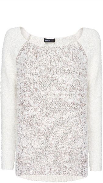 Mango Flecked Panel Sweater - Lyst