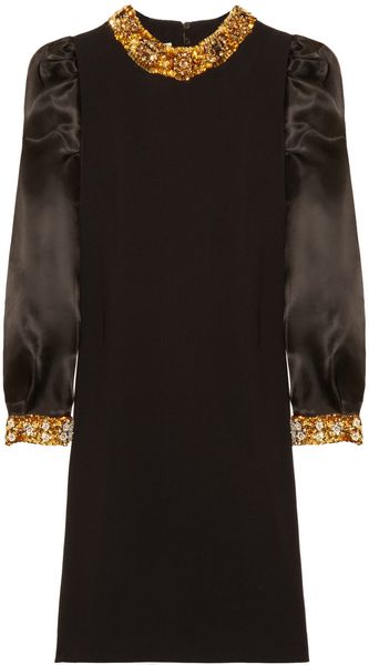 Miu Miu Embellished Cady and Silk-Organza Mini Dress - Lyst