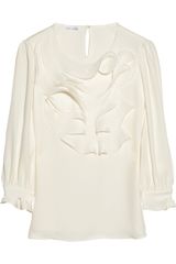 Oscar de la Renta Ruffled Silk crepe Blouse