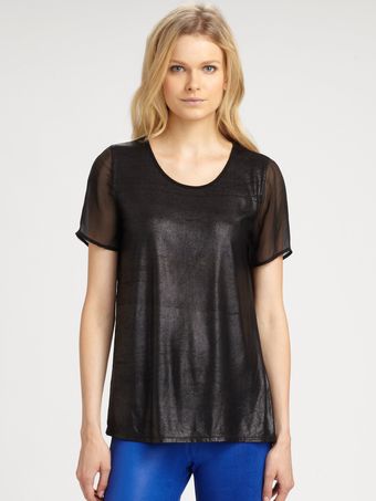 Aiko Monica Silk Trim Top - Lyst