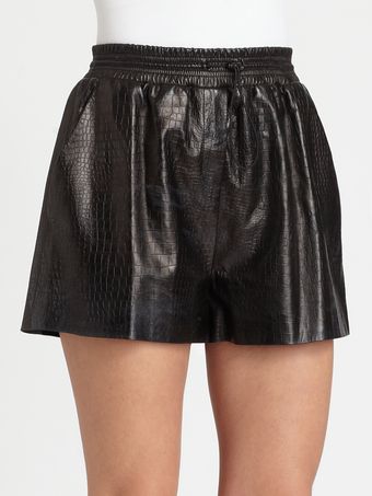 Alexander Wang Croc-Print Leather Shorts - Lyst