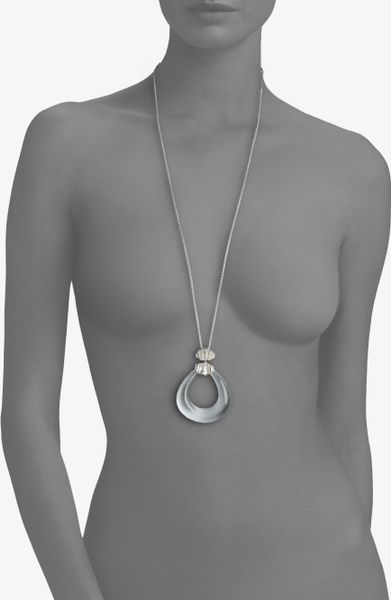 Alexis Bittar Lucite Swarovski Crystal Loop Pendant Necklace In Silver
