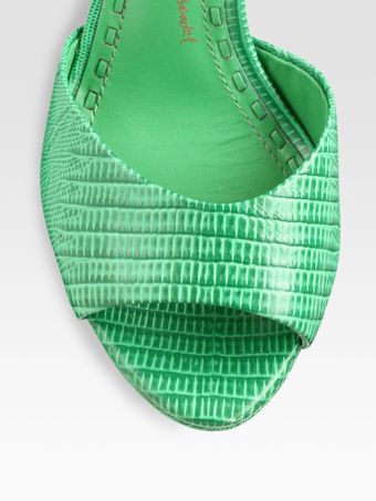 Alice + Olivia Jana Lizardprint Leather Wedge Sandals - Lyst