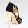 Diane Von Furstenberg Strappy Suede and Metallic Leather Platform Sandals in Black - Lyst