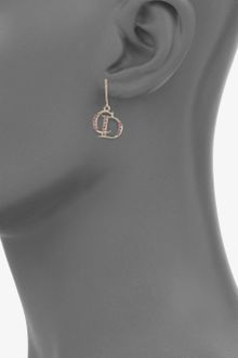 Dior Crystal Accented Logo Drop Earringsgoldtone - Lyst