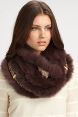 Gucci Fox Trimmed Silk Ring Cowl