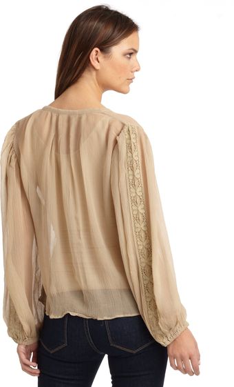 Love Sam Tiefront Silk Blouse - Lyst