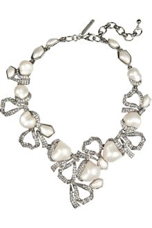 Oscar de la Renta Crystal and Faux Pearl Necklace - Lyst