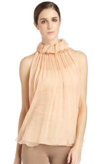 Philosophy di Alberta Ferretti Silk Chiffon Ruffle Neck Blouse - Lyst