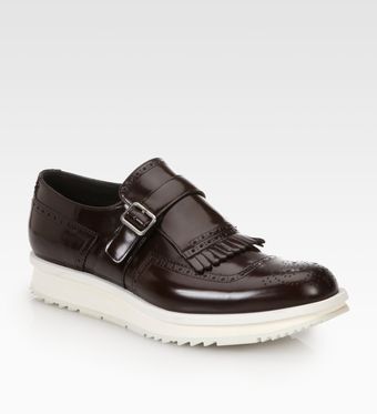 Prada Spazzolato Leather Wingtips - Lyst