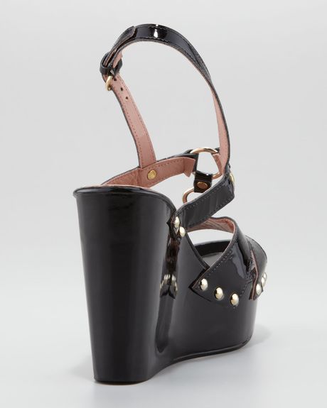 wedge slingback Black Valentino black Slingback Patent Red  Leather Wedge in   patent sandals Platform Lyst