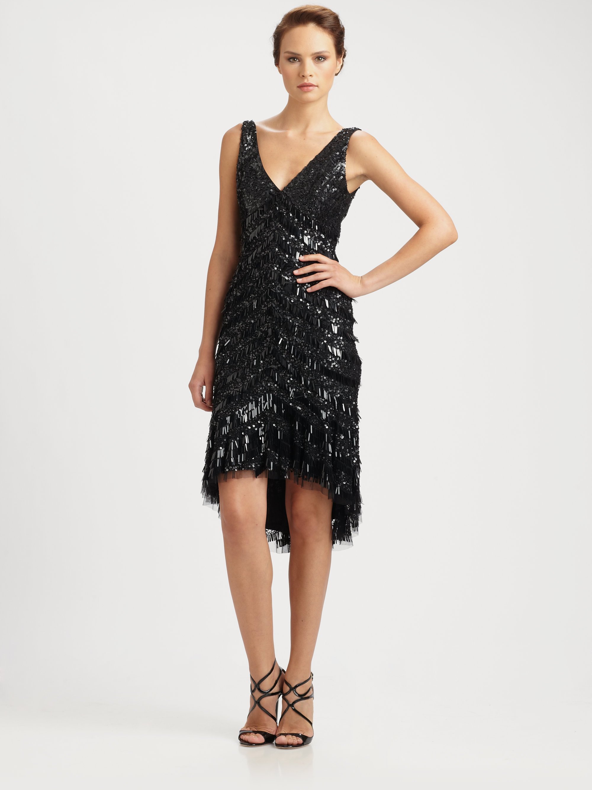 beaded fringe gown