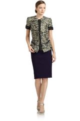 Zac Posen Gloss Trim Boucle Tweed Jacket