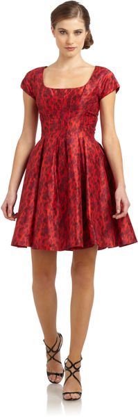 Zac Posen Leopard Print Taffeta Dress - Lyst