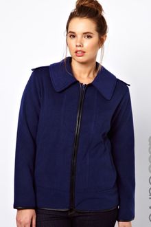 Asos Curve Exclusive Coat with Leather Look Trim - Lyst