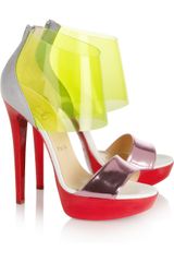 Christian Louboutin Dufoura Metallic leather Pvc and Suede Sandals
