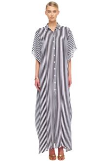 Michael Kors Striped Georgette Maxi Shirtwaist Caftan - Lyst