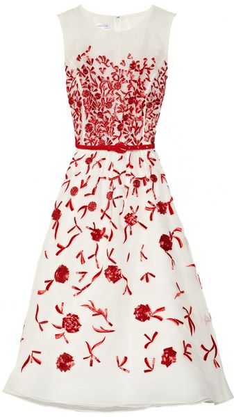 Oscar de la Renta Embroidered Silkorganza Dress - Lyst