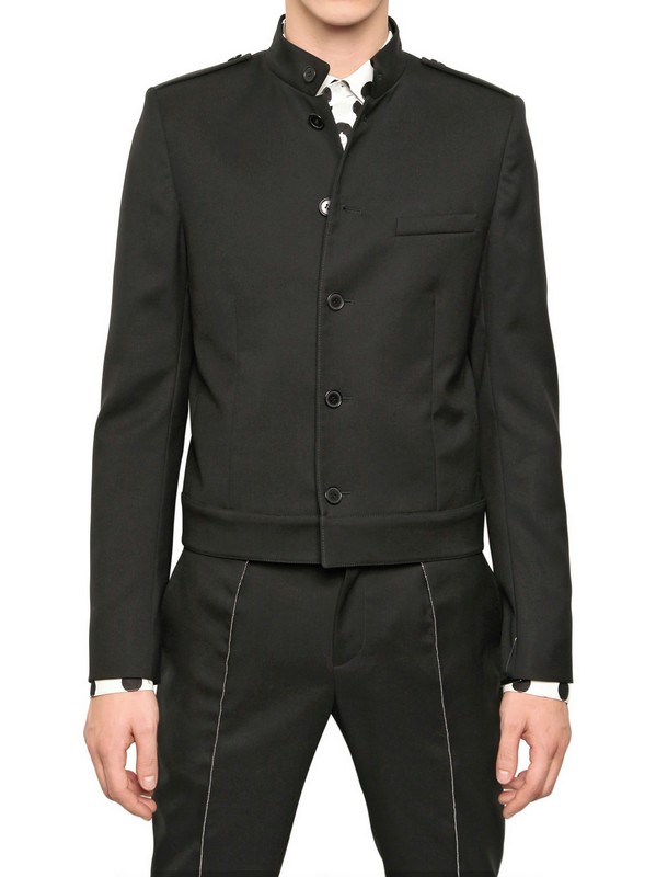 Saint Laurent Wool Gabardine Military Jacket in Black for Men Lyst