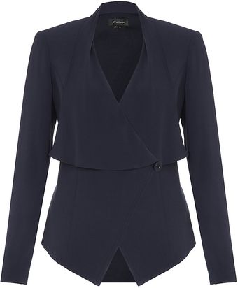 St. John Crepe Drape Front Jacket - Lyst
