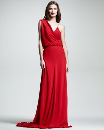 Wes Gordon Draped Chiffon Gown - Lyst
