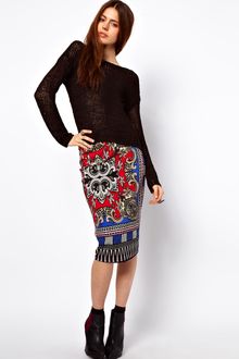 ASOS Collection Pencil Skirt in Scarf Print - Lyst