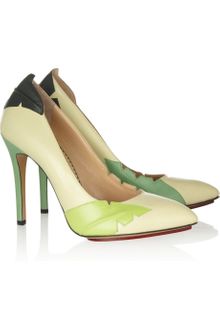 Charlotte Olympia Ocean Drive Leafappliquéd Leather Pumps - Lyst