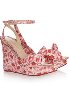 Charlotte Olympia Miranda Printed Satintwill Wedge Sandals - Lyst
