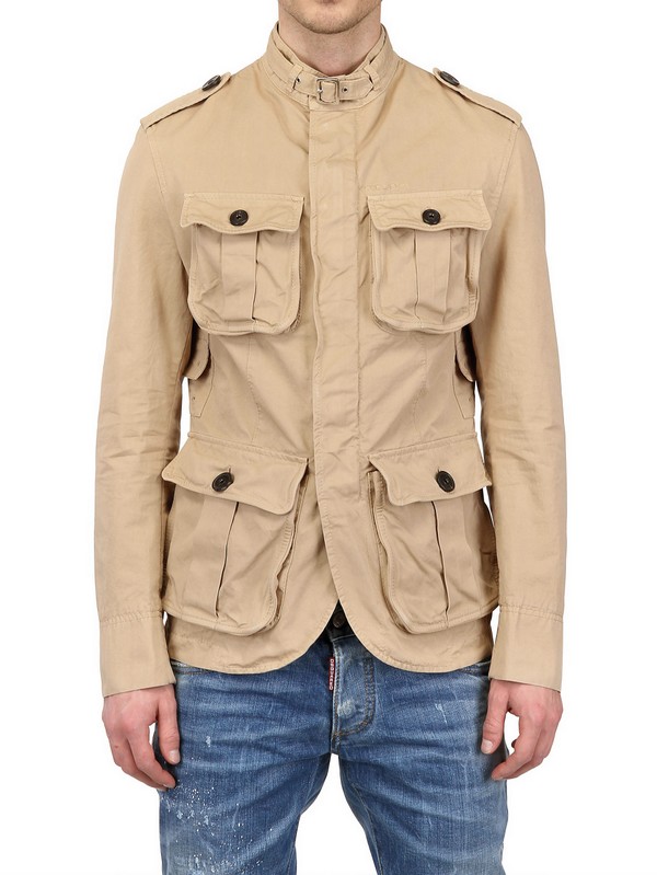 Dsquared² Dyed Cotton Canvas Military Jacket in Beige for Men | Lyst