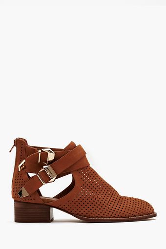 Nasty Gal Everly Cutout Boot Tan Perforated - Lyst