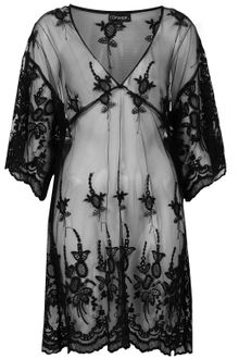 Topshop Black Embroidered Cover Up - Lyst