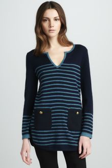Tory Burch Odessa Striped Knit Tunic - Lyst