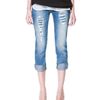 Zara Cropped Jeans in Blue - Lyst