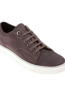 Lanvin Mesh Detail Calf Leather Trainers - Lyst