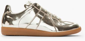 Maison Martin Margiela Metallic Gold Leather Lowtop Sneakers - Lyst
