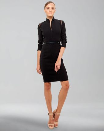 Akris Mandarin Collar Long Sleeve Dress - Lyst