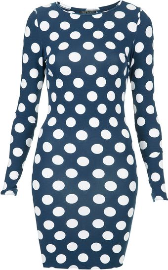 Topshop Polka Dot Bodycon Dress - Lyst