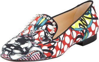 Christian Louboutin Sakouette Face Polkadot Fabric Loafe - Lyst