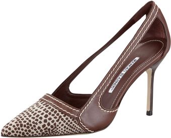 Manolo Blahnik Tifo Canvastoe Pump Chocolate - Lyst