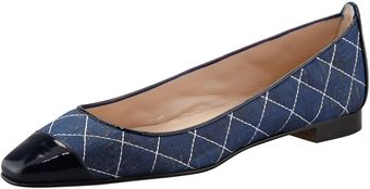 Manolo Blahnik Giunglaca Quilted Captoe Flat Navy - Lyst