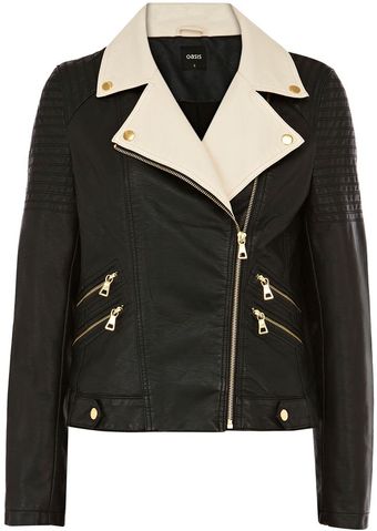 Oasis Colour Block Pu Biker - Lyst