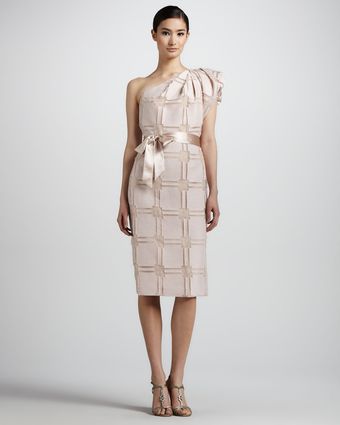 Pamella Roland Geometric Oneshoulder Fitted Dress - Lyst