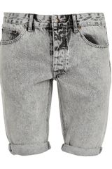 Topman Washed Grey Denim Shorts