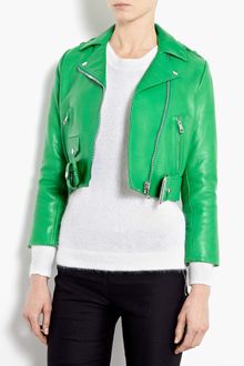Acne Mape Petite Cropped Leather Biker Jacket - Lyst
