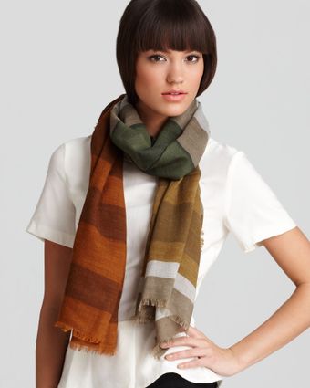 Burberry Over-Printed Stripe Wool Scarf - Lyst