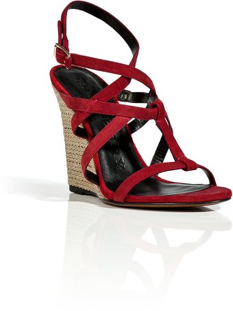 Burberry Alizarin Crimson Suede Towney Espadrille Wedges - Lyst
