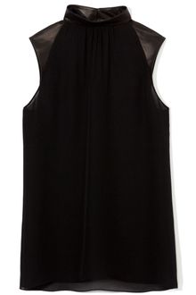 Cushnie Et Ochs Double Georgte and Leather Blouse - Lyst