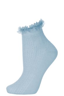 Topshop Duck Egg Organza Trim Socks - Lyst