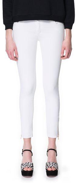 Zara Coated Trousers with Zips - Lyst